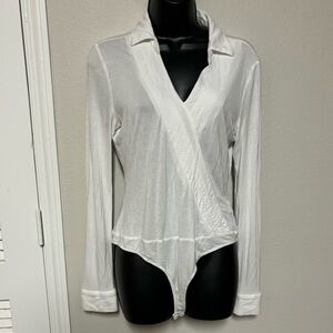 Venus White Collared Bodysuit
